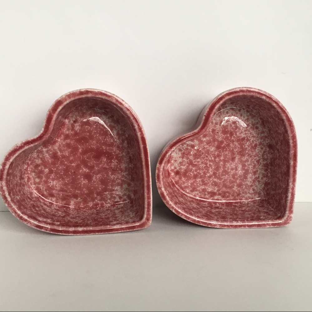 Coche Stoneware Heart Ramekins Pink White Spatter Portugal 2 Ceramic bakeware